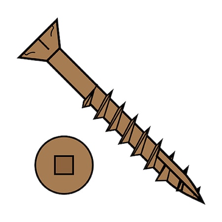 Zoro Select Deck Screw, #9 x 2-1/2 in, Steel, Flat Head, Square Drive, 2000 PK 0940DQF17CTN