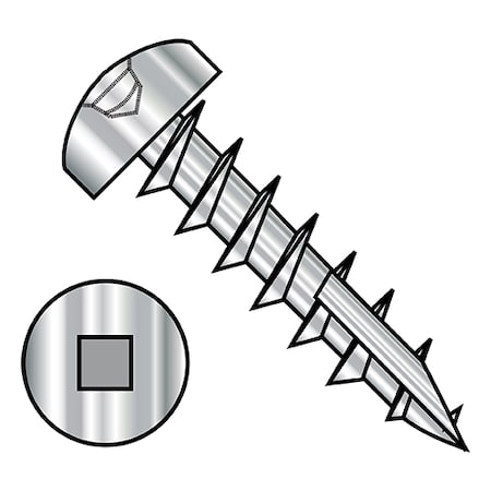 Zoro Select Thread Cutting Screw, #6-13 x 3/4 in, Plain Steel Pan Head Square Drive, 3000 PK 0612DQP17188