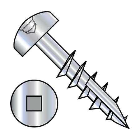 Zoro Select Thread Cutting Screw, #7-12 x 1 in, Zinc Plated Pan Head Square Drive, 4000 PK 0720DQP17