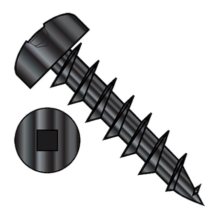 Zoro Select Wood Screw, #12, 3/4 in, Black Oxide Steel Pan Head Square Drive, 10000 PK 0712DQPDB