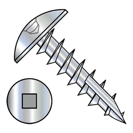 Zoro Select Thread Cutting Screw, #8-11 x 5/8 in, Zinc Plated Truss Head Square Drive, 6000 PK 0810DQT17