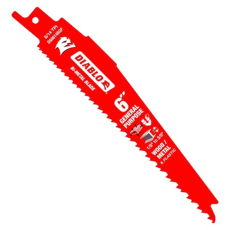 Diablo 6 in x 8/14 TPI Reciprocating Saw Blade, 15 PK DS0614BGP15