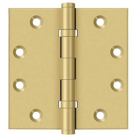 Deltana Satin Brass Square Hinge, Holes per Leaf: 4 DSB45B4