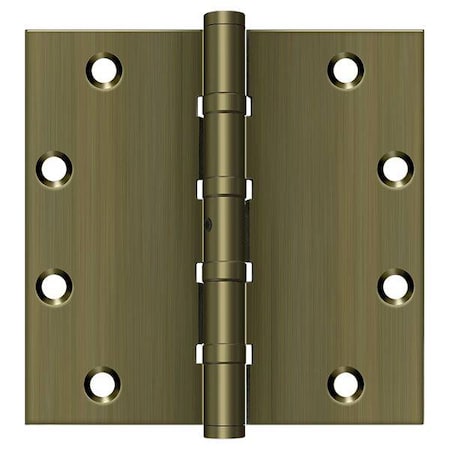 Deltana Antique Brass Square Ball Bearing Hinge, Holes per Leaf: 4 DSB55NB5