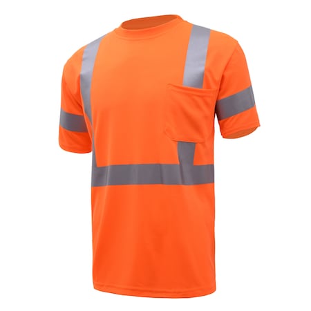 Gss Safety Hi-Vis Short Sleeve T-Shirt, 100% Polyester Birdseye, Orange, 2XLT 5008-TALL 2XL