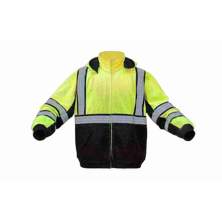 Gss Safety 2 Tone Hooded Rain Coat, 150D Oxford, Class 3 Yellow/Black, L/XL 6005-L/XL