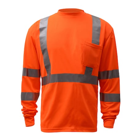 Gss Safety Hi-Vis Long Sleeve Safety Shirt, 100% Polyester Birdseye, Lime, 2XLT 5503-TALL 2XL