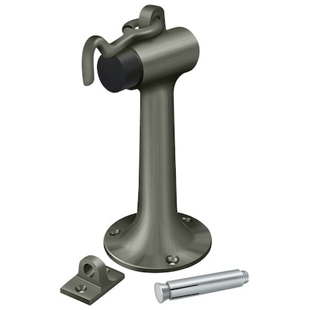 Deltana Floor Mount, 6" Bumper With Hook & Eye, Heavy Duty Antique Nickel DSF630U15A