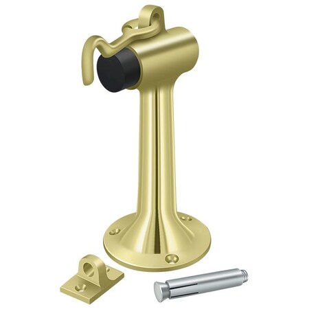 Deltana Floor Mount, 6" Bumper With Hook & Eye, Heavy Duty Bright Brass DSF630U3