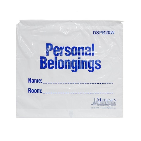 Medegen Medical Products Patient Blngng Bag, 20x18x3", Wht/Bl, PK250 DSPB20W
