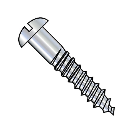 ZORO SELECT 0416DSR Wood Screw, #4, 1 in, Zinc Plated Steel