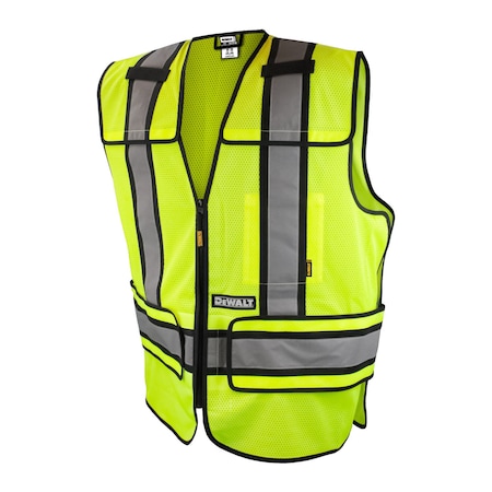 Dewalt Hi-Vis Breakaway Adjustable Vest 4XL-6X Class 2 , Zip-N-Rip Closure 2 Mic Tab DSV421-4X/6X