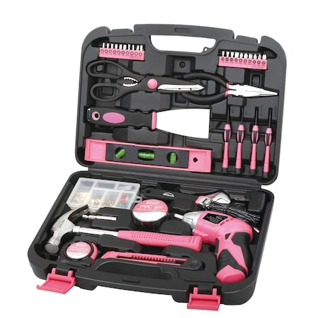 Apollo Tools 135 Piece Household Tool Kit - Pink DT0773N1