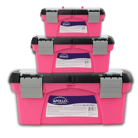 Apollo Tools 3 Piece Tool Box - Pink DT5005P
