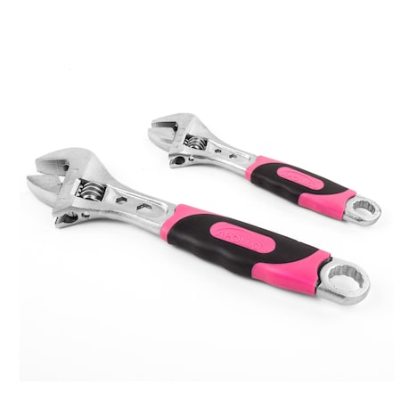 Apollo Tools 2 Adjustable Wrenches -Pink DT5007P