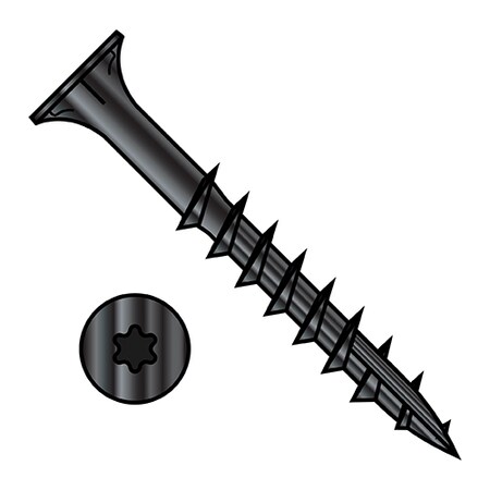 Zoro Select Wood Screw, #9, 2-1/2 in, Black Oxide Steel Flat Head Torx Drive, 2200 PK 0940DTF17B