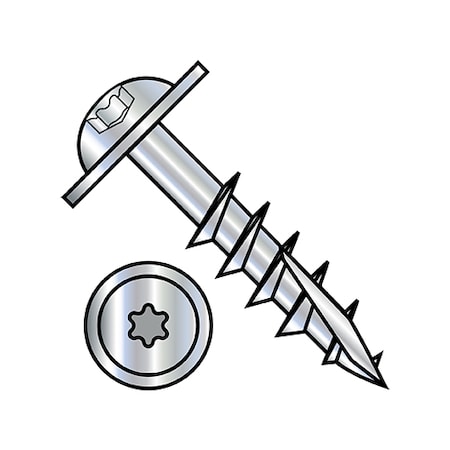 Zoro Select Wood Screw, #10, 3 in, Zinc Plated Steel Round Head Torx Drive, 1500 PK 1048DTRW17L