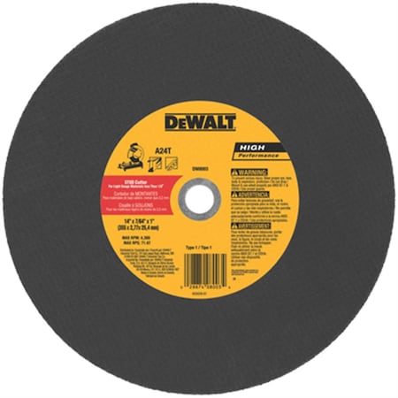 Dewalt Chop Saw Blade, 14" dia., 1" A DWTDW8003