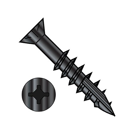Zoro Select Wood Screw, #9, 3 in, Black Oxide Steel Flat Head Square Drive, 2000 PK 0948DXF17DB8
