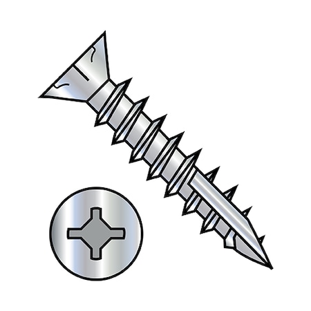 Zoro Select Wood Screw, #8, 1 in, Zinc Plated Steel Flat Head Combination Phillips/Slotted Drive, 10000 PK 0816DXF17D
