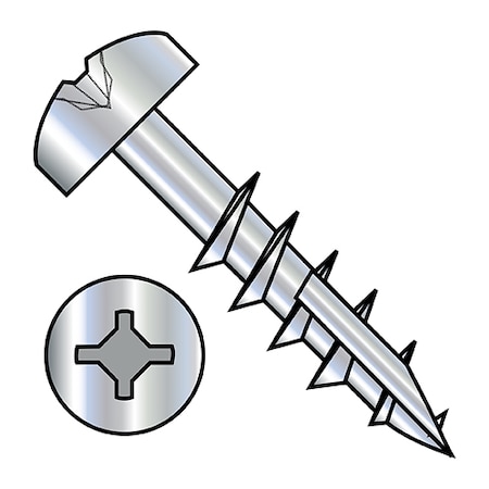 Zoro Select Wood Screw, #8, 1-1/4 in, Zinc Plated Pan Head Square Drive, 4000 PK 0820DXP17D