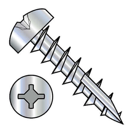 Zoro Select Wood Screw, #8, 3/4 in, Zinc Plated Pan Head Square Drive, 5000 PK 0812DXP17D