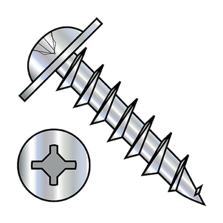 Zoro Select Wood Screw, #8, 1 in, Zinc Plated Steel Round Head Phillips Drive, 4000 PK 0816DXRWD