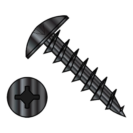 Zoro Select Wood Screw, #8, 7/16 in, Black Oxide Steel Truss Head Phillips Drive, 10000 PK 0807DXT6B