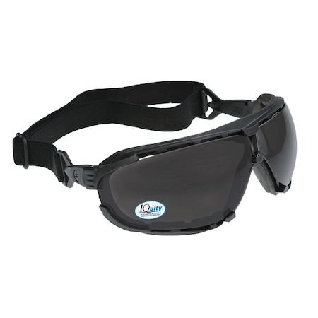 Radians Safety Goggles, Smoke Lens, IQ Anti-Fog & Anti-Scratch, Foam Lining, Elastic Strap, Dagger IQ Series DG1-23