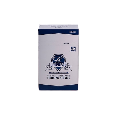 Empress White Flex Straw, Paper Wrapped, 7.625", PK10000 E161001W