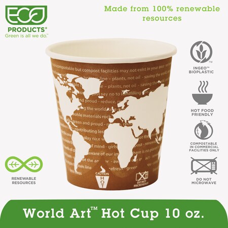 Eco-Products World Art Renewable/Compostable Ho, PK50 EP-BHC10-WAPK
