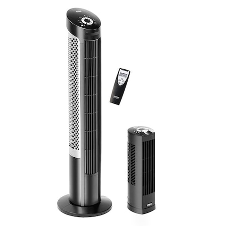 Seville Classics Oscil Tower Fan Combo Pack, 40 in, Black EHF10130B