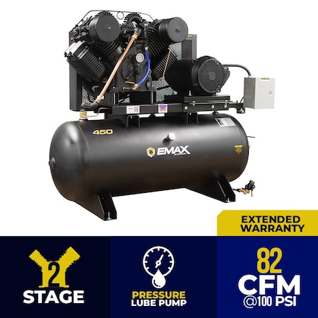 Emax EP 20HP Horizontal 120 Gallon Air Compressor, 3 Phase EP20H120V3