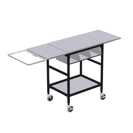Irsg Mobile Table w/ Drop Lves, 3 Comp Org Bin, Trash Bag Hlder & Btm Shlf ERGO-28-K5