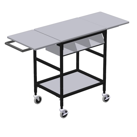Irsg Mobile Table w/ Drop Lves, 3 Comp Org Bin, Hang Bar & Btm Shlf ERGO-28-K6