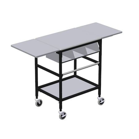 Irsg Mobile Table w/ Drop Lves, 3 Comp Org Bin, Roll Tag Bar & Btm Shlf ERGO-28-K7