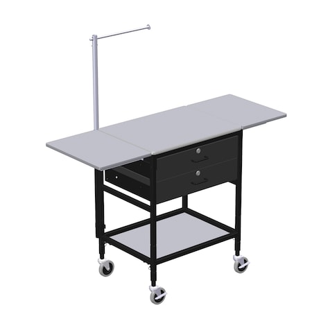 Irsg Mobile Table w/ Drop Lves, 2 Drwrs, Telescoping Arm & Btm Shlf ERGO-28-K9