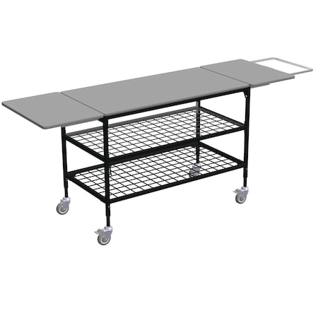 Irsg Large Table with Drop Lves, Trash Bag Holder, Mid & Btm Grid Shlf ERGO-50-K4