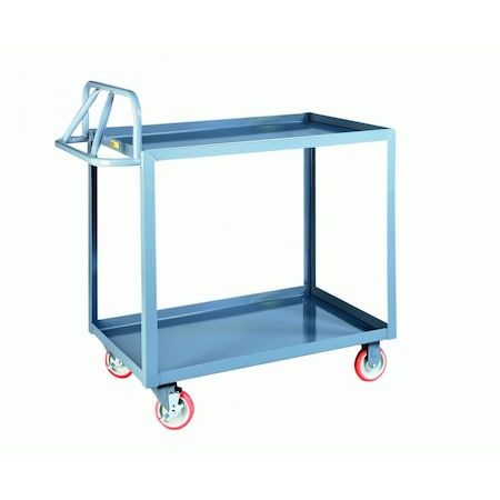 Little Giant Raised Handle Utility Cart, 12 ga. Steel, 1200 lb Load Capacity, 53 1/2 in L, 24 in W, 42 in H 3ERLG2448BRK