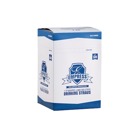 Empress Striped, Jumbo Straws, Paper Wrapped, 7.75", PK12000 ESJ775RSW