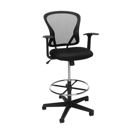 Ofm Mesh Stool Swivel Tilt Fixed Arms Footri ESS-3012-BLK