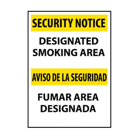 NMC Security Notice Designated Smoking Area Sign - Bilingual, ESSN102AB ESSN102AB