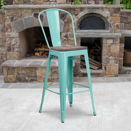 Flash Furniture Metal Bar Stool, 30", Mint ET-3534-30-MINT-WD-GG
