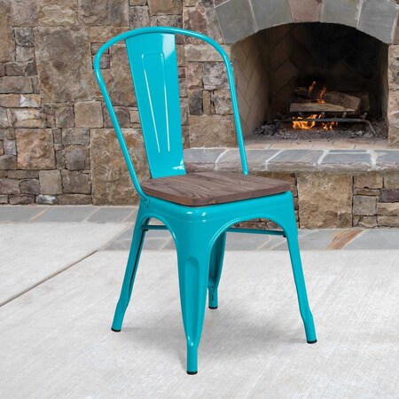 Flash Furniture Metal Chair, Crystal Teal-Blue ET-3534-CB-WD-GG