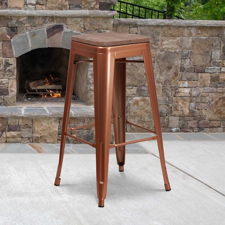 Flash Furniture No Back Metal Stool, 30", Copper ET-BT3503-30-POC-WD-GG