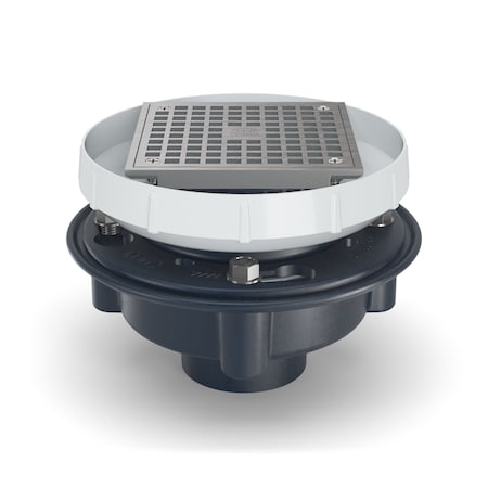 Zurn ABS, Strainer: Square, Floor Drain with Clamping Collar EZ1-AB2-ST