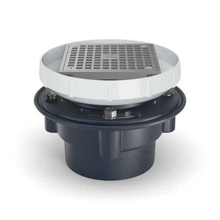 Zurn ABS, Strainer: Square, Floor Drain with Clamping Collar EZ1-PV4-ST