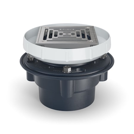 Zurn ABS, Strainer: Square, Floor Drain with Clamping Collar EZ1-PV4-ST-SS