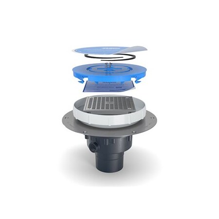 Zurn ABS; Deck Plate: Stainless Steel, Strainer: Square, Floor Drain with Deck Plate EZ2-AB2-ST