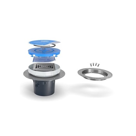 Zurn PVC; Deck Plate, Clamp: Stainless Steel, Strainer: Square, Floor Drain with Deck Plate EZ2-PV4-ST-SS-CC